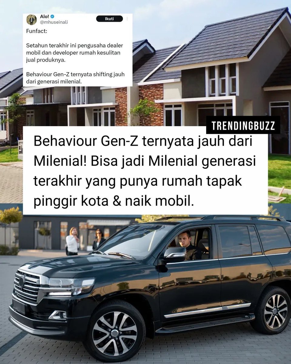Serius nih Milenial bisa jadi generasi terakhir yang pengen punya rumah + naik mobil ⁉️