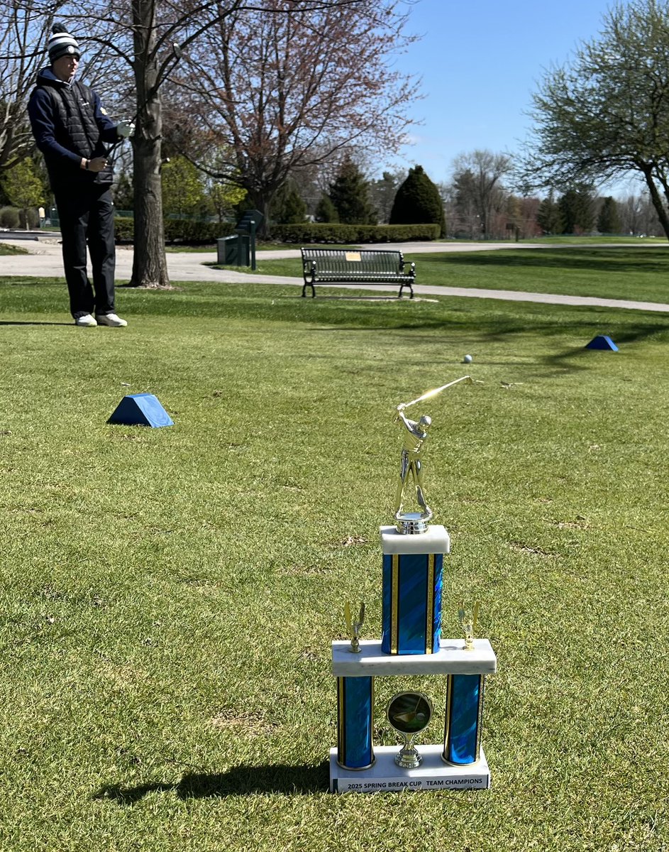 MillerBoysGolf's tweet photo. Day 2 of The Spring Break Cup is underway! Team Umthum holds a 1 shot lead over Team Decker and a 5 shot lead over Team Werkley! #GFOP #notthatcold https://t.co/7WXNIqhvk6