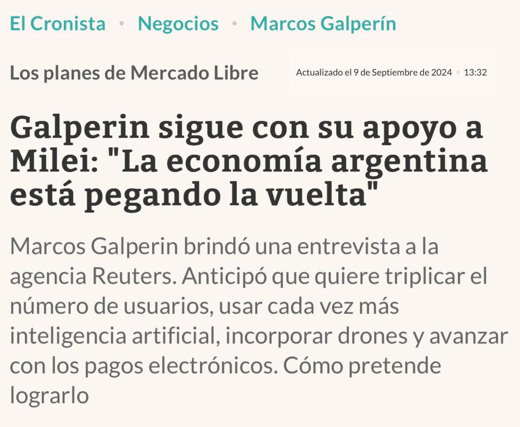 hernanletcher's tweet photo. Galperín anuncia inversiones en Brasil por US$ 5.760 millones. Ni sus amigos confían en el “experto en crecimiento con y sin dinero”. https://t.co/MGPmAHzSq9