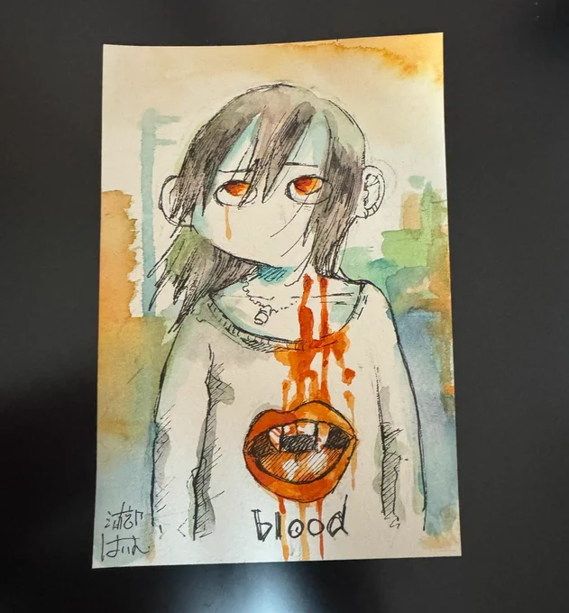 10代の自分が見たら好きそうだなみたいな絵を沢山描いてみたけども。赤をあまり使いたくない気持ちがある。 