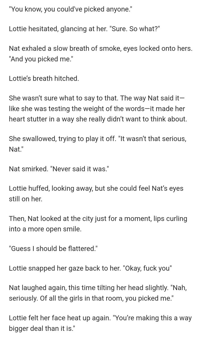 fioood_'s tweet photo. Hi, I'm already more than halfway through the fic but "a wink is enough for me" is the typical high school story where Lottie is the most popular girl and Nat doesn't have a good reputation #lottienat #YellowJackets 

https://t.co/2D08nlyStn https://t.co/UVr2WJ8Idt