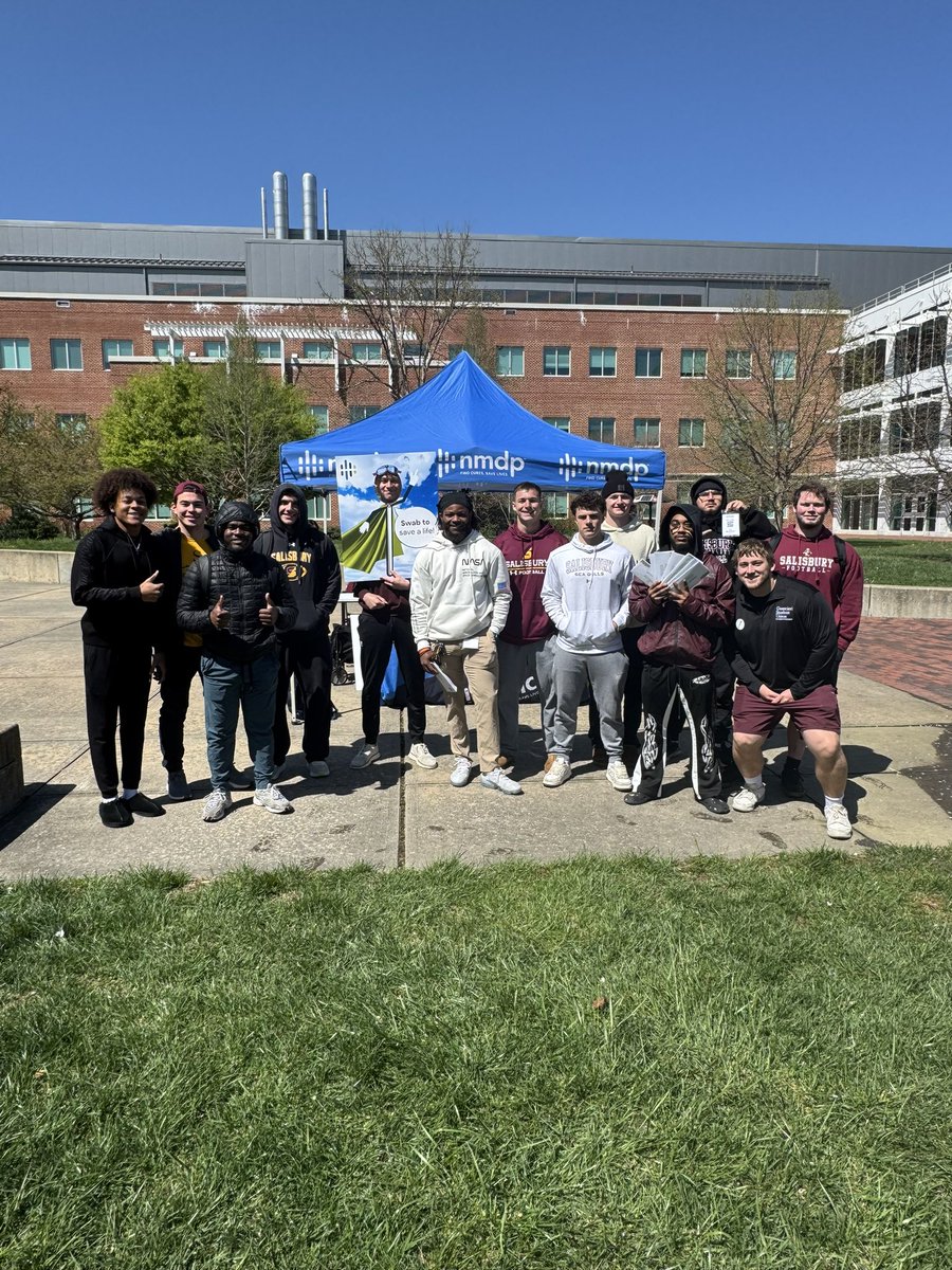 Salisbury University Football (@seagullfootball) on Twitter photo Today, our team is partnering with <a href="/nmdp_org/">NMDP</a> to educate our campus community on the life-saving impact of blood and bone marrow donation. Stop by Commons or the Sammy Statue to see how you can help out!!!
Check out their page and be part of this incredible cause. 
#GoldPride Today, our team is partnering with <a href="/nmdp_org/">NMDP</a> to educate our campus community on the life-saving impact of blood and bone marrow donation. Stop by Commons or the Sammy Statue to see how you can help out!!!
Check out their page and be part of this incredible cause. 
#GoldPride