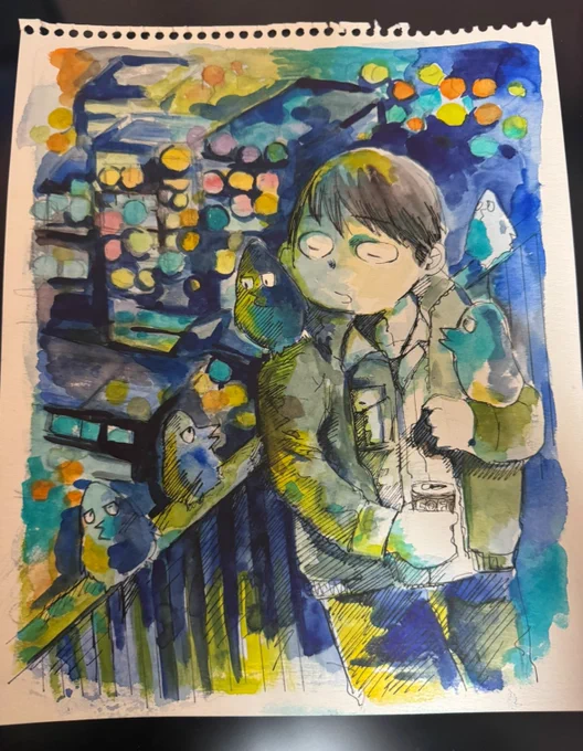 今は外の景色
夜のライトや雨の感じを描いていきたい。 