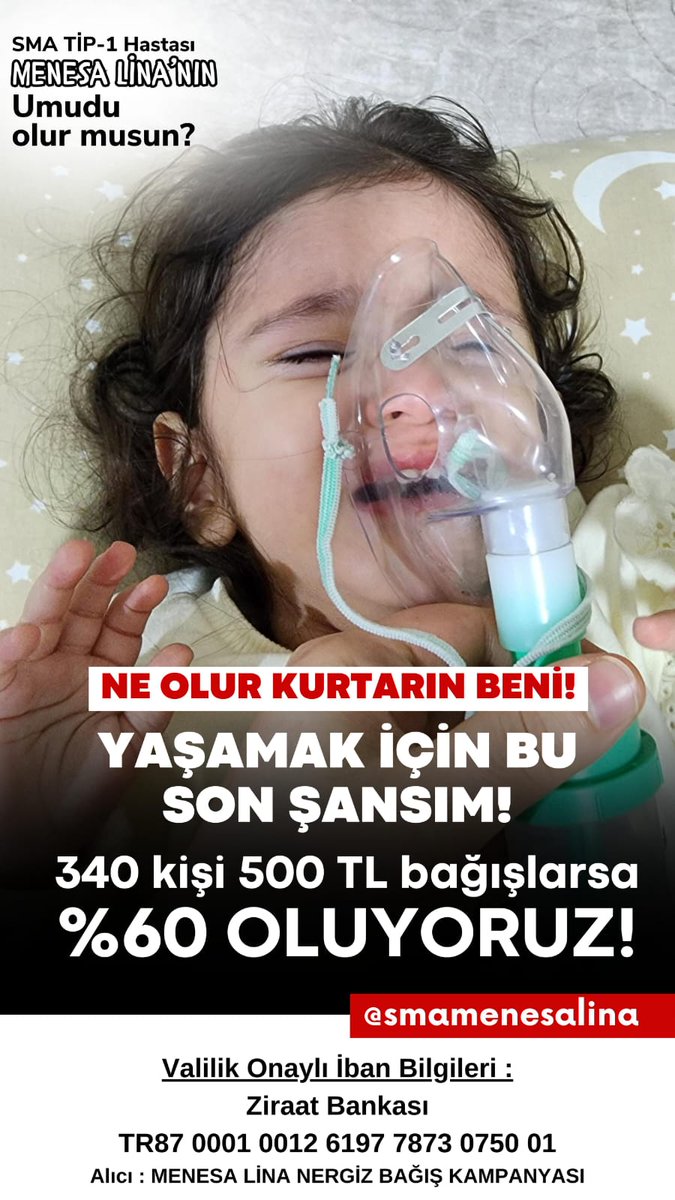 Menesa Lina için çare sizsiniz.💚💚

Hayata umut dolu tutunan ve mücadele veren bir bebeğin ellerinden tutmak istermisiniz 🤗

Son %42 💪

340 Kişi ( 500₺ ) Bağışta Bulunursa Kampanyamız %60 Olacak.🙏

🍀Valilik izinli hesap bilgisi 🍀

🇹🇷TR87 0001 0012 6197 7873 0750 01

Alıcı