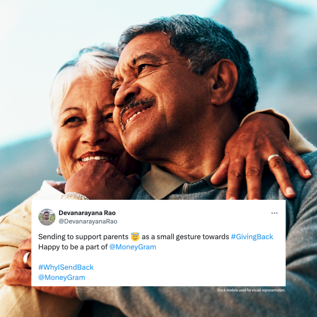 MoneyGram's tweet photo. Supporting your parents from miles away is no small act—it’s a powerful promise. And we’re here to help keep it ❤️💸   

Why do you send back? Let us know in the comments!
#MoneyGram #WhyISendBack https://t.co/lRgkCAv40X