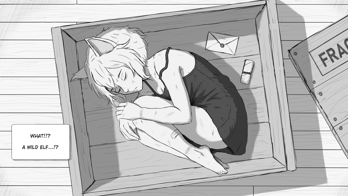 cautys_studio's tweet photo. Very soon you'll learn more of the story behind this elf, delivered in a shipping crate to your door step...

#gamedev  #visualnovel  #gameart #digitalart  #kemonomimi  #art https://t.co/8LGZurjMpZ