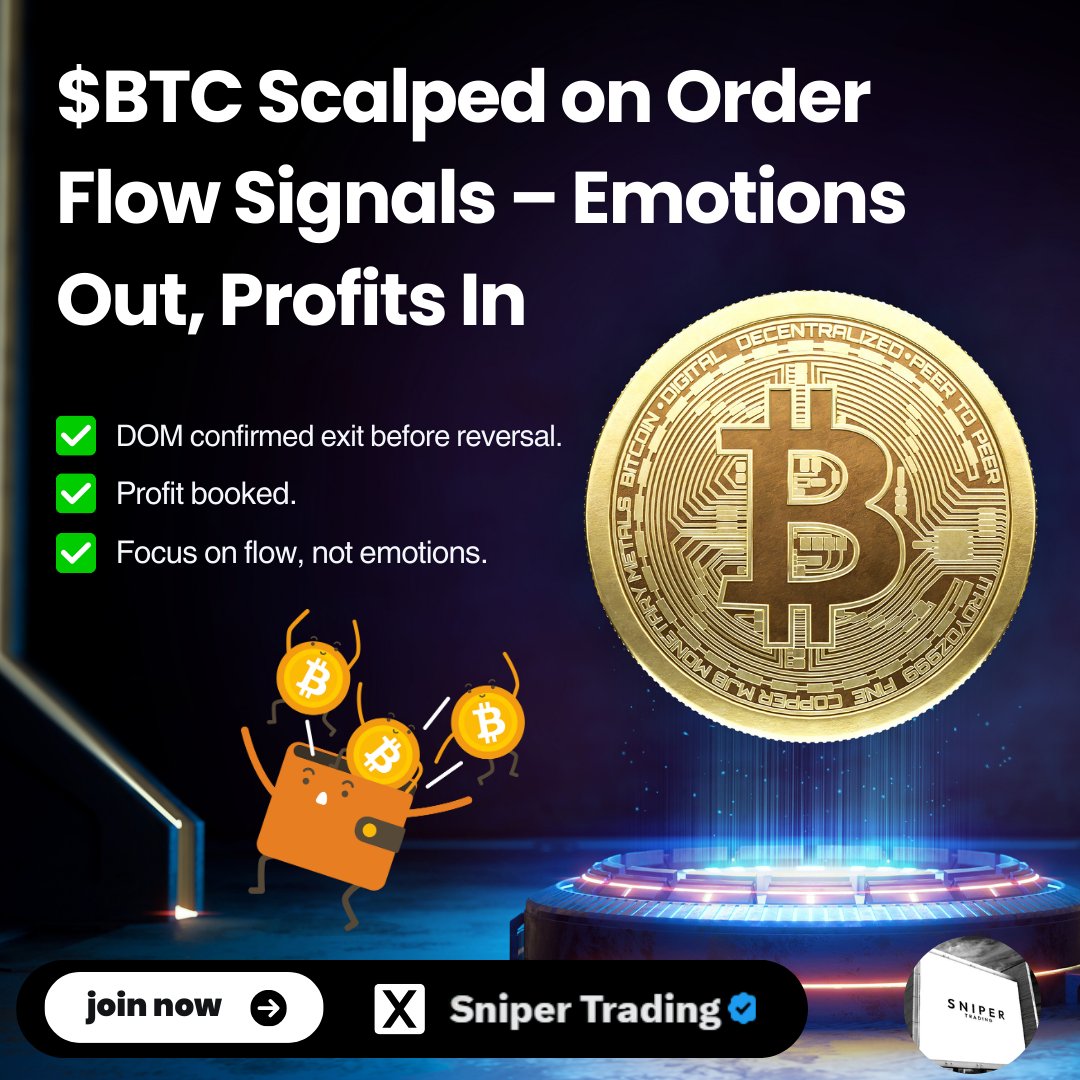 snipertradingeu's tweet photo. Scalped $BTC on stacked bids exhaustion.
Footprint showed trapped longs, volume dropped off a cliff.
- DOM confirmed exit before reversal.
- Profit booked.
- Focus on flow, not emotions.
#BitcoinFutures #OrderFlow #DOMTrading #CryptoTrading https://t.co/ILHX8oVGjh