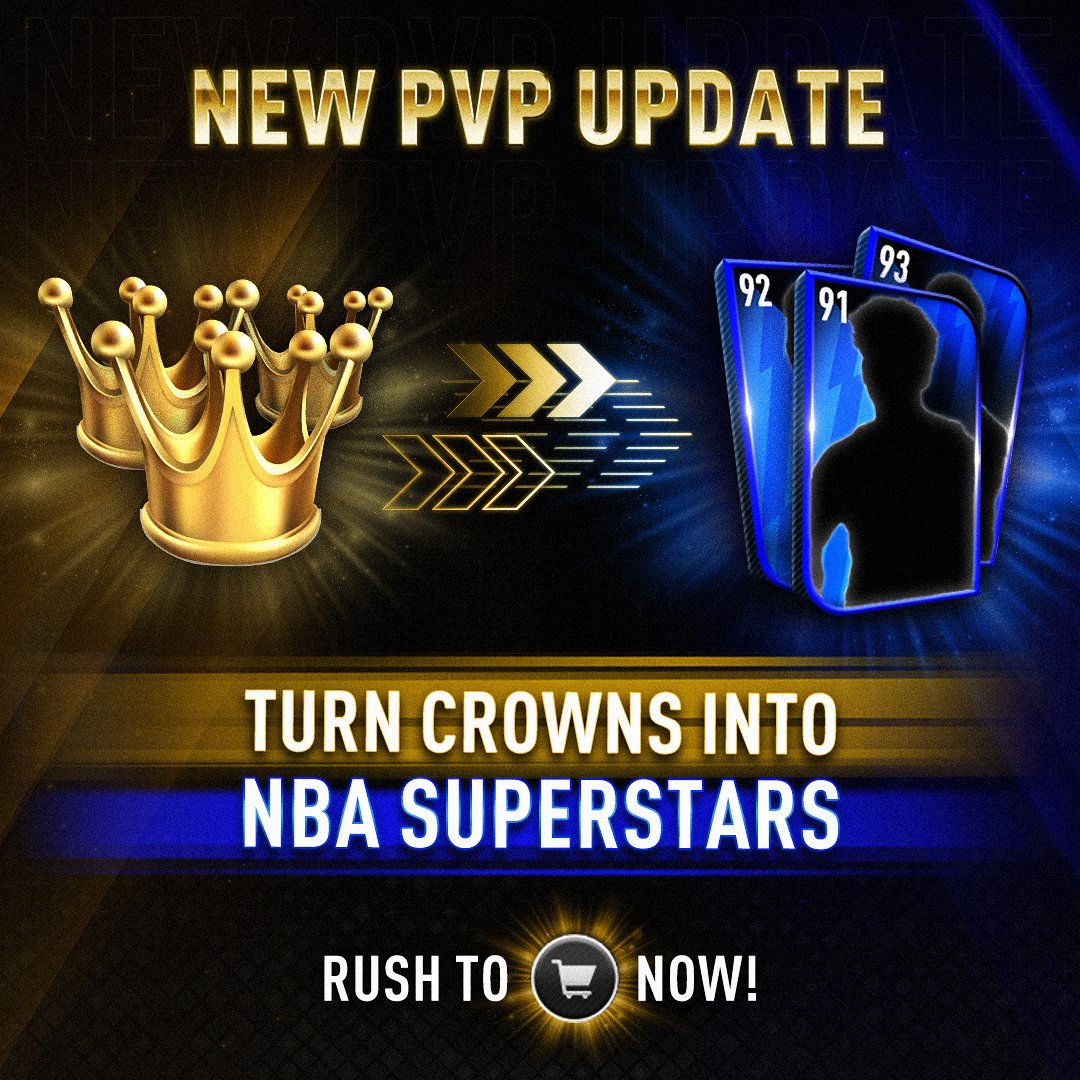 EASPORTSNBALM's tweet image. Hoopers, It's official! PVP just got an update!
-> Introducing a new currency - Crowns!
Complete PVP Events, earn Crowns and trade them in the Store for Packs with NBA Stars & more.
-> Enjoy better gameplay experience with improved performance & stability.
#NBALM #PVPUPDATE