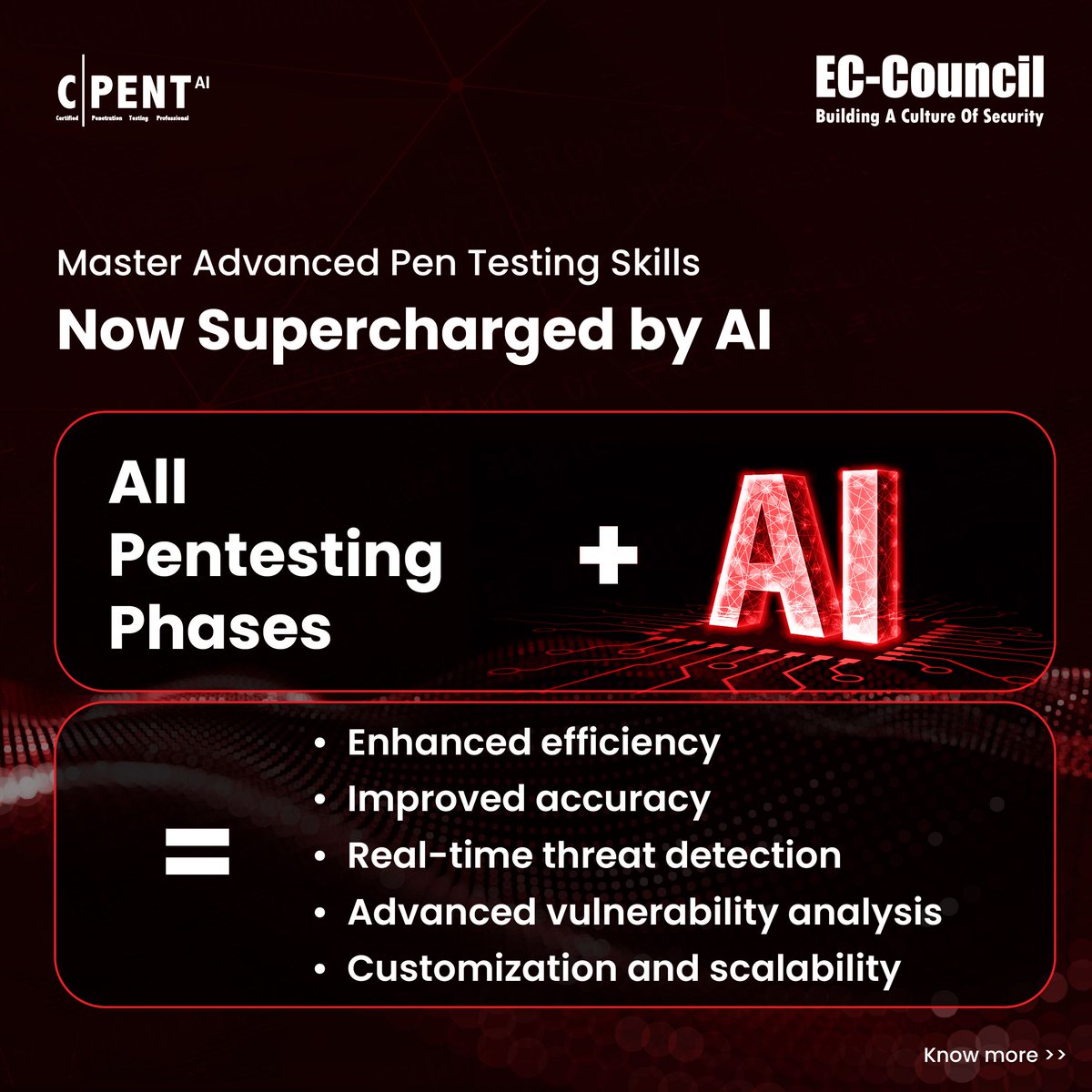 ECCOUNCIL's tweet photo. Supercharge your pen testing skills with AI. #CPENT now covers AI-powered exploitation, API security, privilege escalation, and more. Ready to unlock the future of #PenTesting?
Know more: https://t.co/lYBQSLNQv6
#ECCouncil #PenetrationTester #OffensiveSecurity #RedTeam #Cybersecurity