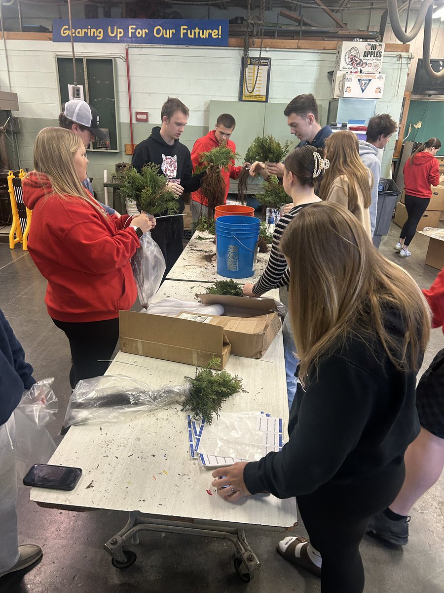 Junior and Senior Ag Students helped the Wood County Soil and Water Conservation District pack thousands of trees for their annual sale today.  Trees are sold to landowners to be used as windbreaks to help control soil erosion.