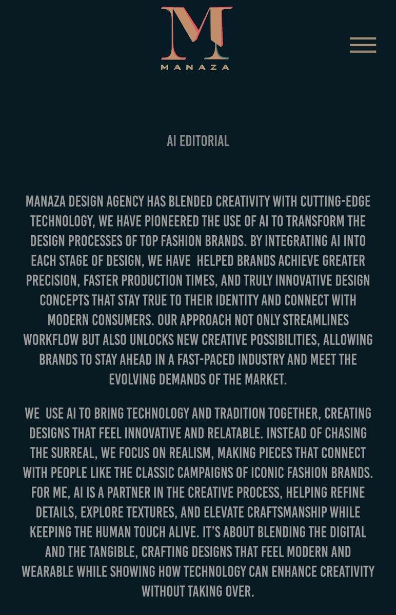 styleisaaq's tweet photo. Digital fashion is the future—and AI is leading the charge. At Manaza, we fuse cutting-edge tech with timeless style to create designs that move at the speed of culture. This isn’t just a trend, it’s the new standard.
#DigitalFashion #aidesignagency #FashionTech #aifashion https://t.co/9A2klTs1Dr