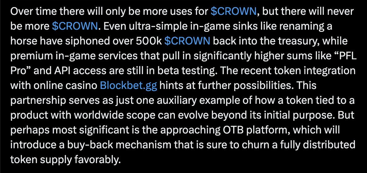 TheCrownToken's tweet photo. The implications of a fully distributed gaming token that is tied to a real, successful crypto application are yet to be fully understood.

$CROWN https://t.co/BucaNWeOho