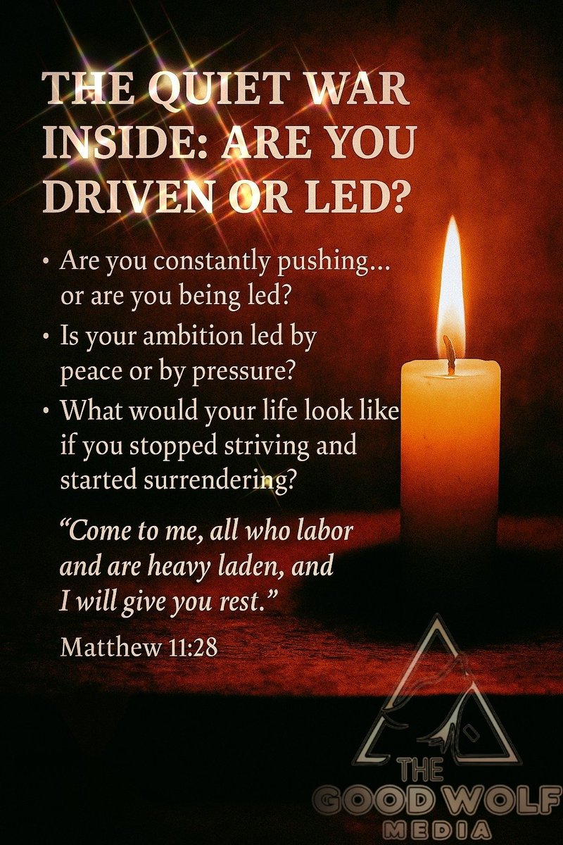 _Nick_Who's tweet photo. 🕯️ The Quiet War Inside: Are You Driven or Led? 🕯️

There’s a silent battle happening in all of us.
The tension between being driven by pressure and being led by purpose.

The Infinite Game calls this out—when we operate with a finite mindset, we’re always pushing: chasing success, recognition, validation.
But Jesus never operated like that.
He didn’t chase anything.
He simply followed the will of His Father.

The world says: Hustle harder.
Jesus says: Abide deeper.
The world says: Prove your worth.
Jesus says: I already did.

💭 Are you constantly pushing… or are you being led?
💭 Is your ambition led by peace or by pressure?
💭 What would your life look like if you stopped striving and started surrendering?

📖 Scripture for the Evening:
"Come to me, all who labor and are heavy laden, and I will give you rest." – Matthew 11:28

Rest isn’t laziness—it’s trust.
Trust that God’s timing > your pace.
Trust that His mission > your milestones.

🧠 Think on This:

Who or what are you truly following right now?

What might change if you allowed Jesus to lead every step, even the uncomfortable ones?

Can you feel the difference between pressure and peace?

👇 Let’s get real. Share something you’re ready to stop striving for—and let God lead.

🎙️ Want to talk about it on Faith Between Brothers? Your story could help someone else stop pushing and start trusting.
📌 https://t.co/g5HQmHtxMb

🙏 A Night Prayer:
Jesus,
Quiet the noise of pressure in my life. Remind me that Your leadership never demands performance—it invites surrender. Help me let go of the need to prove and embrace the peace of being led by You.
Amen.

Be still. Let Him lead. That’s where strength is found.

#LedByPurpose #AbideInChrist #FaithOverHustle #JesusIsEnough #DisciplesOfChrist #FaithBetweenBrothers #WhatsYourStory #TheInfiniteGame #KingdomOverCulture