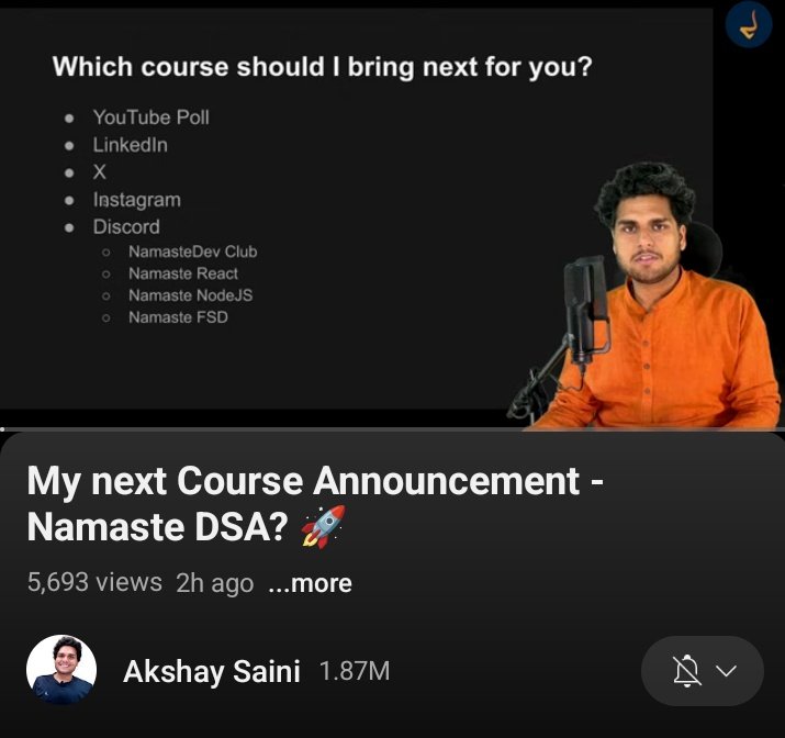 Sachin_20000's tweet image. @akshaymarch7 I&apos;ve been waiting for a long time and am very excited to learn DSA 😍  thank you  sir🙏🏻