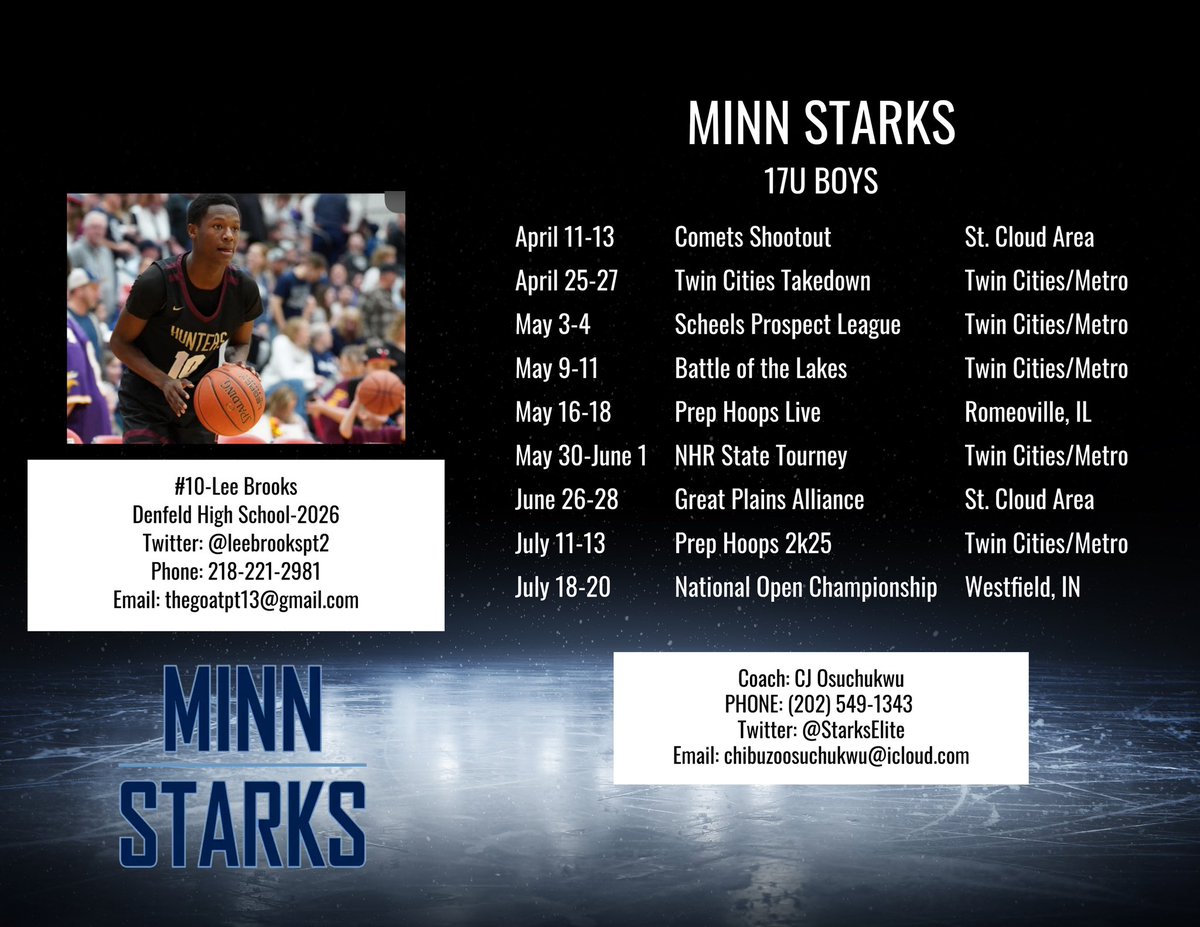 Here is my AAU basketball schedule for the spring/summer!!