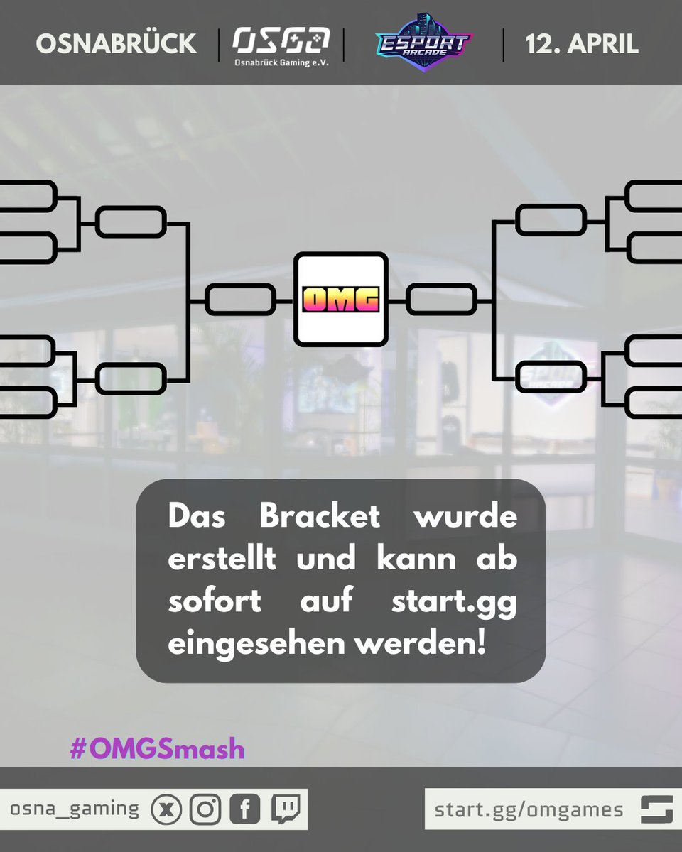 #OMGSmash 💥

The first version of the ultimate singles seeding is live ❗

Please have a look at the bracket and report conflicts via the startGG tool 🗯

ℹ We incorporate feedback until Thursday 6 pm!