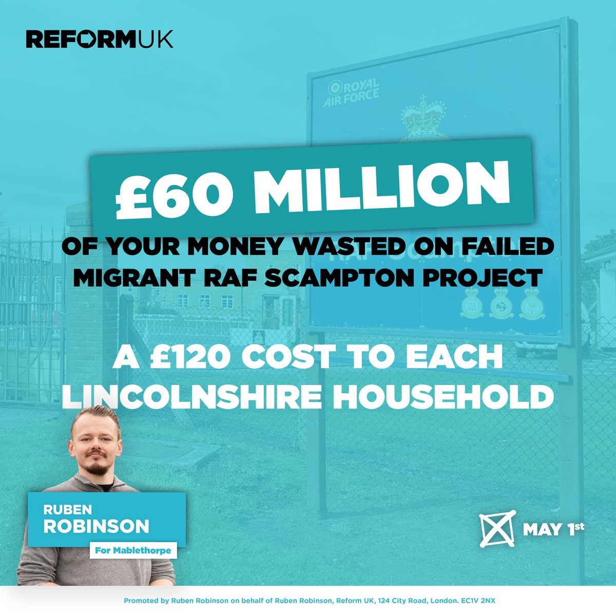 RubenLRobinson's tweet image. The government squandered £60 million of UK taxpayers’ money on the failed RAF Scampton migrant camp. An abandoned project that never housed a single person. This disgraceful waste shows utter disregard for public funds and a total failure of leadership and accountability.