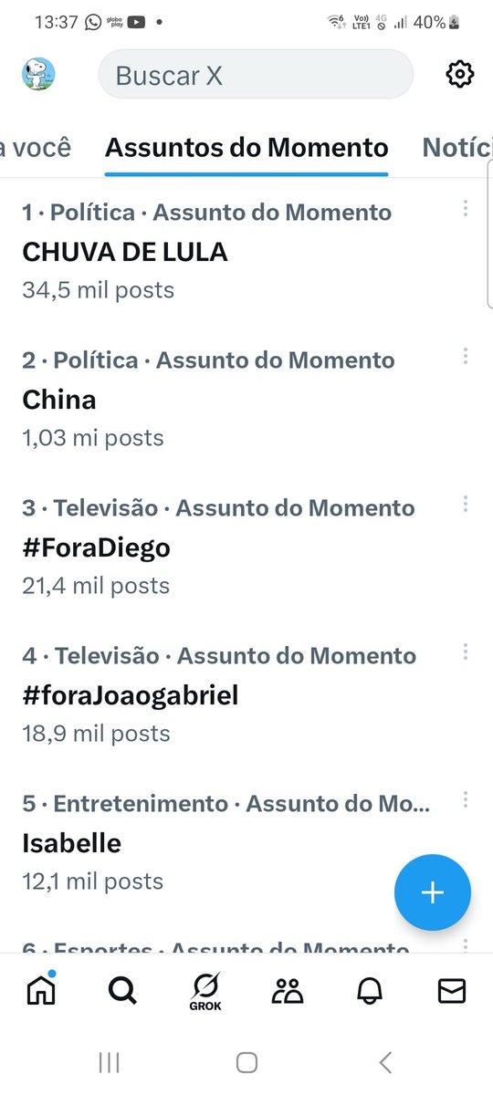 CHUVA DE LULA 
Continuamos no topo!