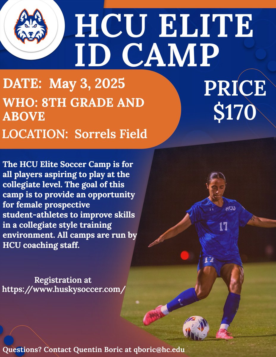 📢ANNOUNCEMENT📢

We are adding a Spring ID Camp on May 3rd.

Copy and paste the link below for registration before our spots fill up. 

huskysoccer.com

Look forward to seeing you there. 
#dawgsup