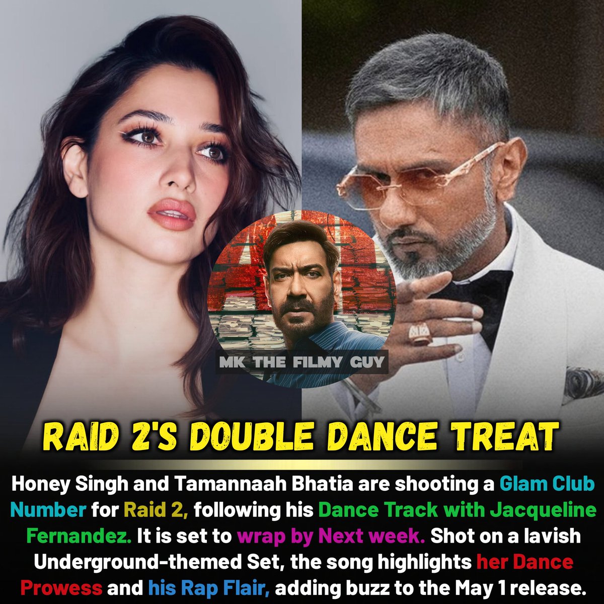 lovebite9164's tweet photo. #TamannaahBhatia  &amp; #honeysingh bring fire to #Raid2 ’s glam dance storm!

#AjayDevgn  #riteishdeshmukh #Bollywood   #TheFilmyGuy #MKTheFilmyGuy https://t.co/Annmwyc6I3