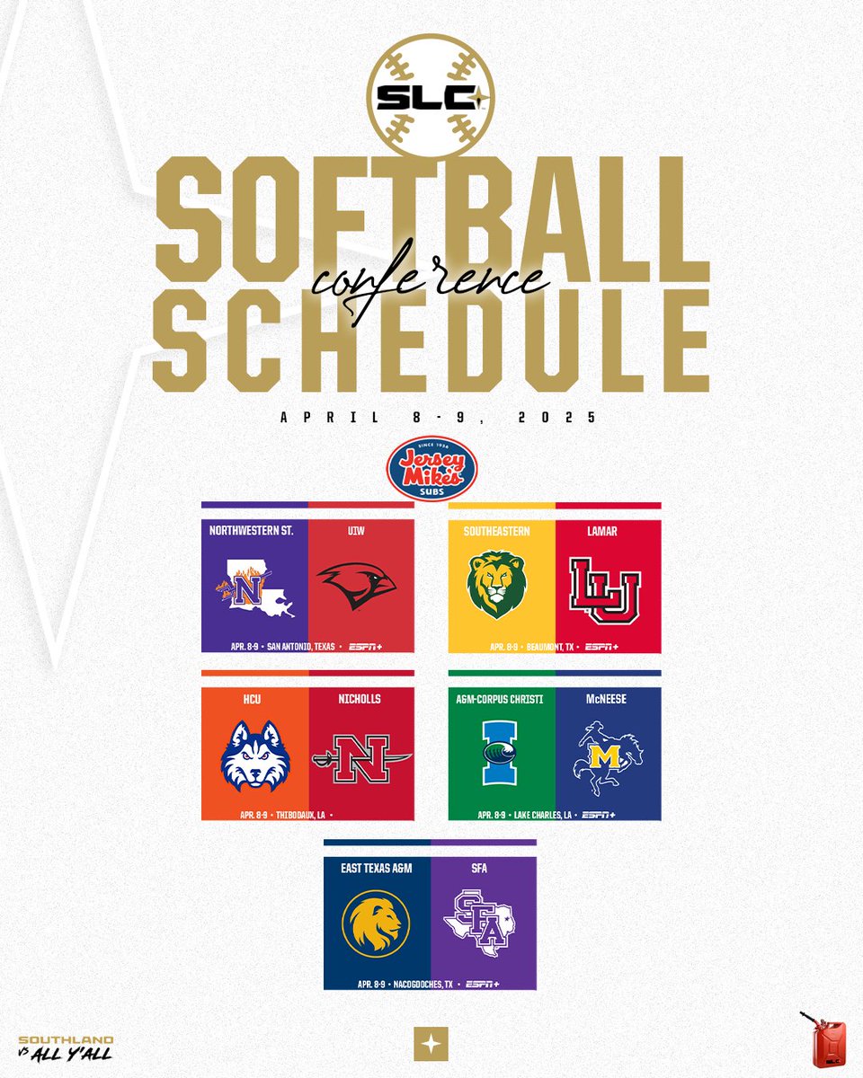 SouthlandSports's tweet image. Midweek Southland Softball coming your way!!

A look at the upcoming series matchups for Tuesday and Wednesday!!   

🥎@NSUDemonsSB at @UIWSoftball 
🥎@LionUpSoftball at @LamarSoftball 
🥎@HCUSoftball at @nicholls_sb 
🥎@IslandersSball at @McNeeseSoftball 
🥎@Lion_Softball at…