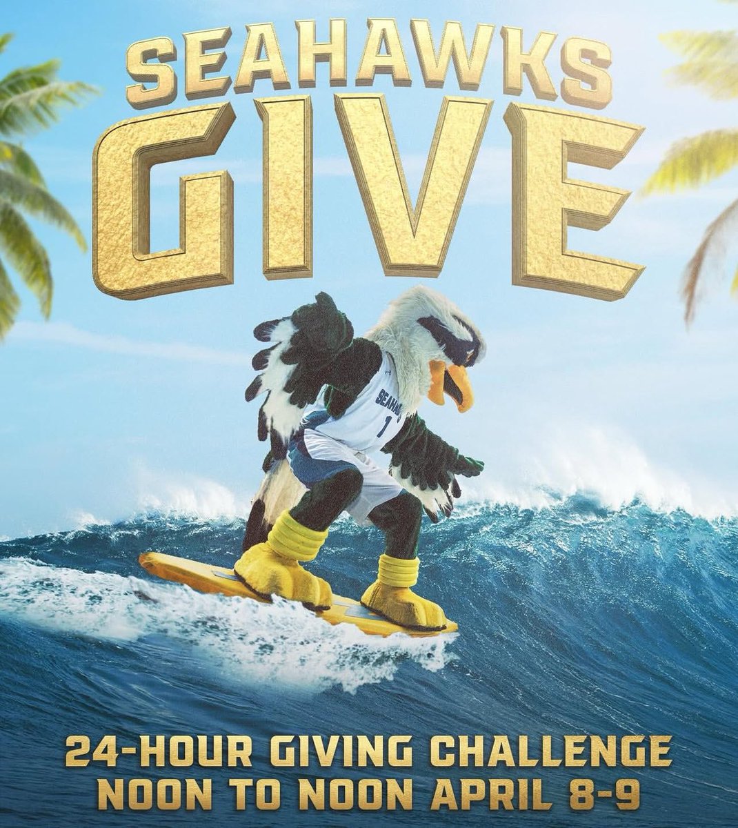 🚨 Seahawks Giving Day is LIVE — and we need YOUR support! 🕺💃

📅 Don’t wait — you’ve got until 12:00 PM TOMORROW to make it count!

👉 Give now: bit.ly/43EEUPg

✅ Make a donation to the WBB Support Fund or Scholarship.