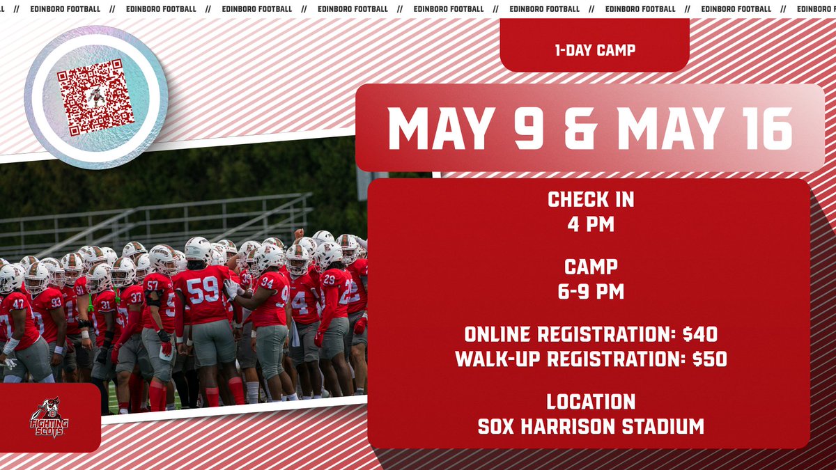 31 Days from our first 1-Day Camp. Use the QR code for registration. Go Boro!