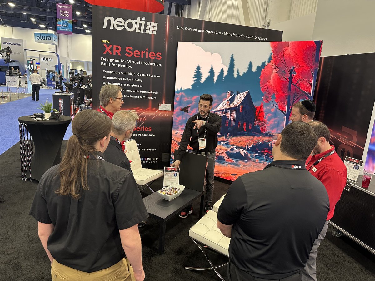 neotilive's tweet image. 🎥 @NABShow day 3 has begun! 

Stop by booth #N149 to see the Neoti Difference with the new UHD Pro 2025 + cutting-edge XR display tech.

Schedule a booth tour:
bit.ly/4coHJWP

#LEDdisplays #VirtualProduction #ProAV #XRtech