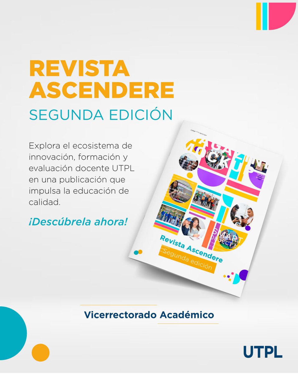 🚀 ¡Ya salió la 2.ª edición de la Revista Ascendere!
Explora innovación, formación y evaluación docente en la UTPL.
📘 Proyectos, metodologías y más para transformar la educación.
👉 Léela aquí: surl.li/jantei
#RevistaAscendere #UTPL #InnovaciónDocente