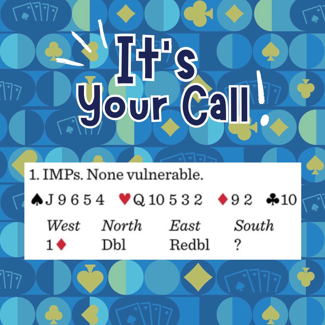 It's YOUR call! How would you bid this hand? Share your thoughts with us in a RT and check back tomorrow for a detailed expert opinion on the bid. 

Visit the link to to join mailing list! l8r.it/KcKX

#play #bridge #guess #game #acbl #cardgames #playbridge #quiz #fun