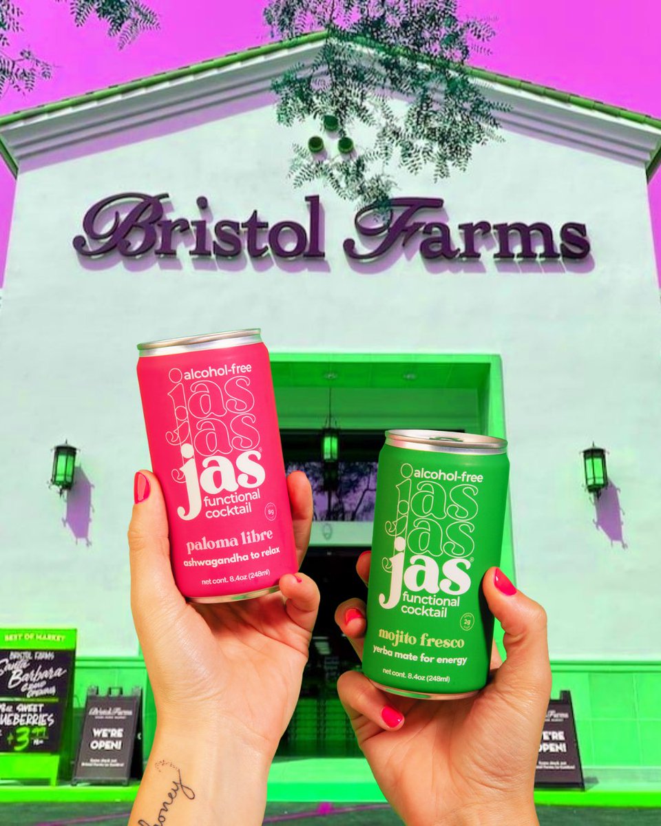 befreedrinkfree's tweet photo. Something fresco is blooming in SoCal… JAS is rolling out at Bristol Farms and we’re screaming (politely).
Paloma Libre + Mojito Fresco hitting shelves soon = your new spring/summer go-to. Get your JAS on💕
#BeFreewithJAS #DrinkJAS #NAbev #SoCalSips #RetailRollout #LatinVibes https://t.co/KzYuvJXpom