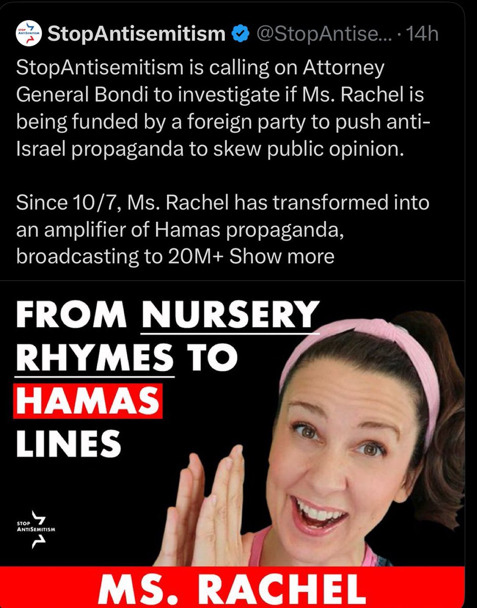 AssalRad's tweet photo. A children’s show host speaking out when children are being mass slaughtered is Hamas. Wow. https://t.co/mBSfDQn2Pb