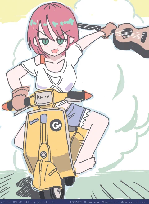 エンディングのギター持ってきたマチュ #GQuuuuuuX #tegaki_dt 