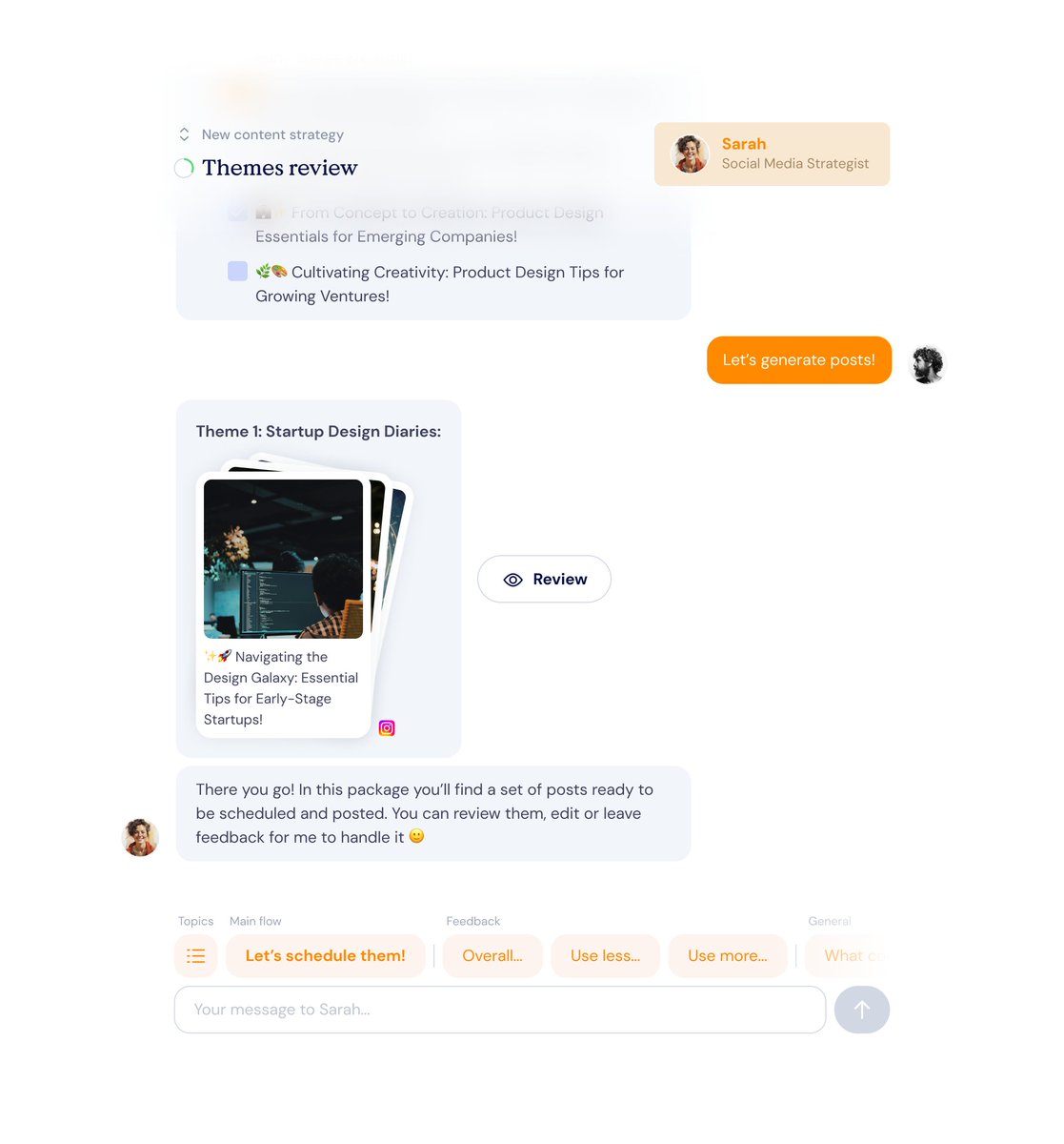 social media strategy creation / AI chat