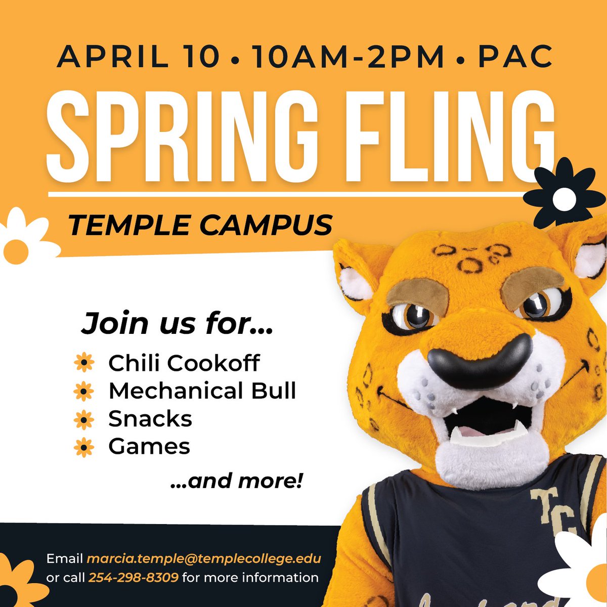 TempleCollege's tweet photo. Join us this Thursday for our Spring Fling celebration at the Temple Campus! Come enjoy food, fun, and fellowship in front of the PAC from 10 AM to 2 PM.
We can’t wait to see you there!
#TempleCollege #SpringFling #TempleTexas #YourCommunitysCollege https://t.co/PJnpS1CN7p
