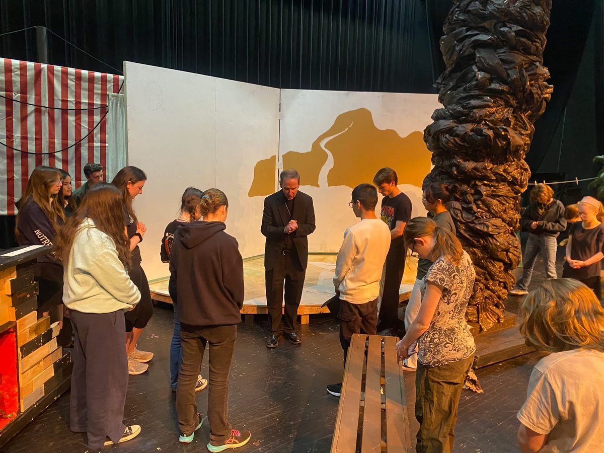 We were blessed to be visited by Bishop Burbidge at the end of last month for his Spring visit!  He celebrated Mass, visited classrooms, met with our Senior athletes signing to play sports in college, ate lunch with members of our Senior class, and stopped by the of Peter Pan!