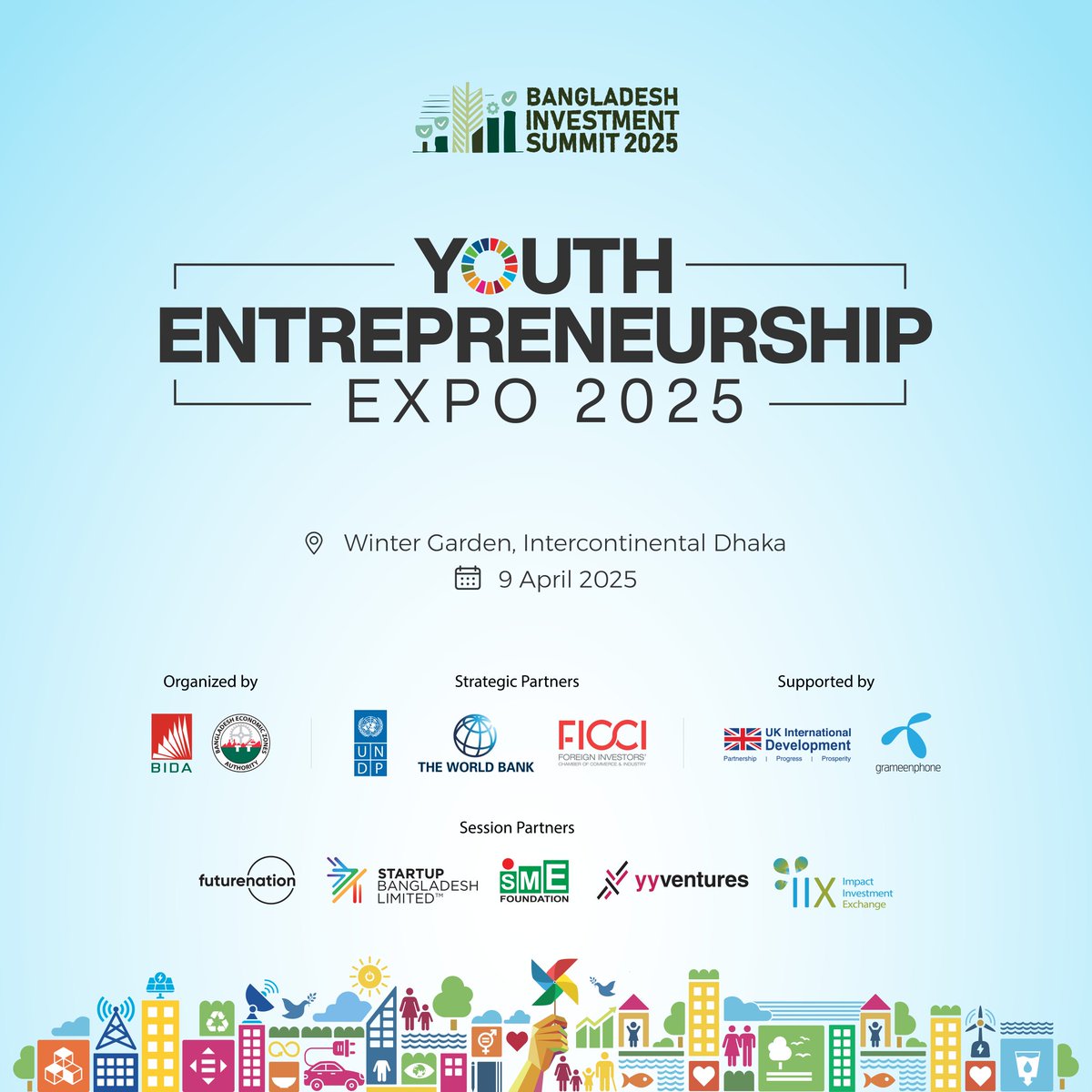 UNDP Bangladesh (@undp_bd) on Twitter photo 📢 Youth Entrepreneurship Expo 2025 | Unlocking Opportunities, Empowering Innovators!
Happening on 09 April as part of 🇧🇩 #InvestmentSummit – connecting youth, investors & changemakers!
Organised by- <a href="/BangladeshBida/">Bangladesh Investment Development Authority</a> & #BEZA
With support from <a href="/FCDOGovUK/">Foreign, Commonwealth & Development Office</a> 🇬🇧 and 📢 Youth Entrepreneurship Expo 2025 | Unlocking Opportunities, Empowering Innovators!
Happening on 09 April as part of 🇧🇩 #InvestmentSummit – connecting youth, investors & changemakers!
Organised by- <a href="/BangladeshBida/">Bangladesh Investment Development Authority</a> & #BEZA
With support from <a href="/FCDOGovUK/">Foreign, Commonwealth & Development Office</a> 🇬🇧 and
