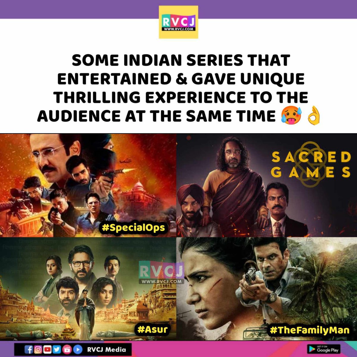 rvcjmovies's tweet image. These Web Series....
#specialops #sacredgames #asur #thefamilyman