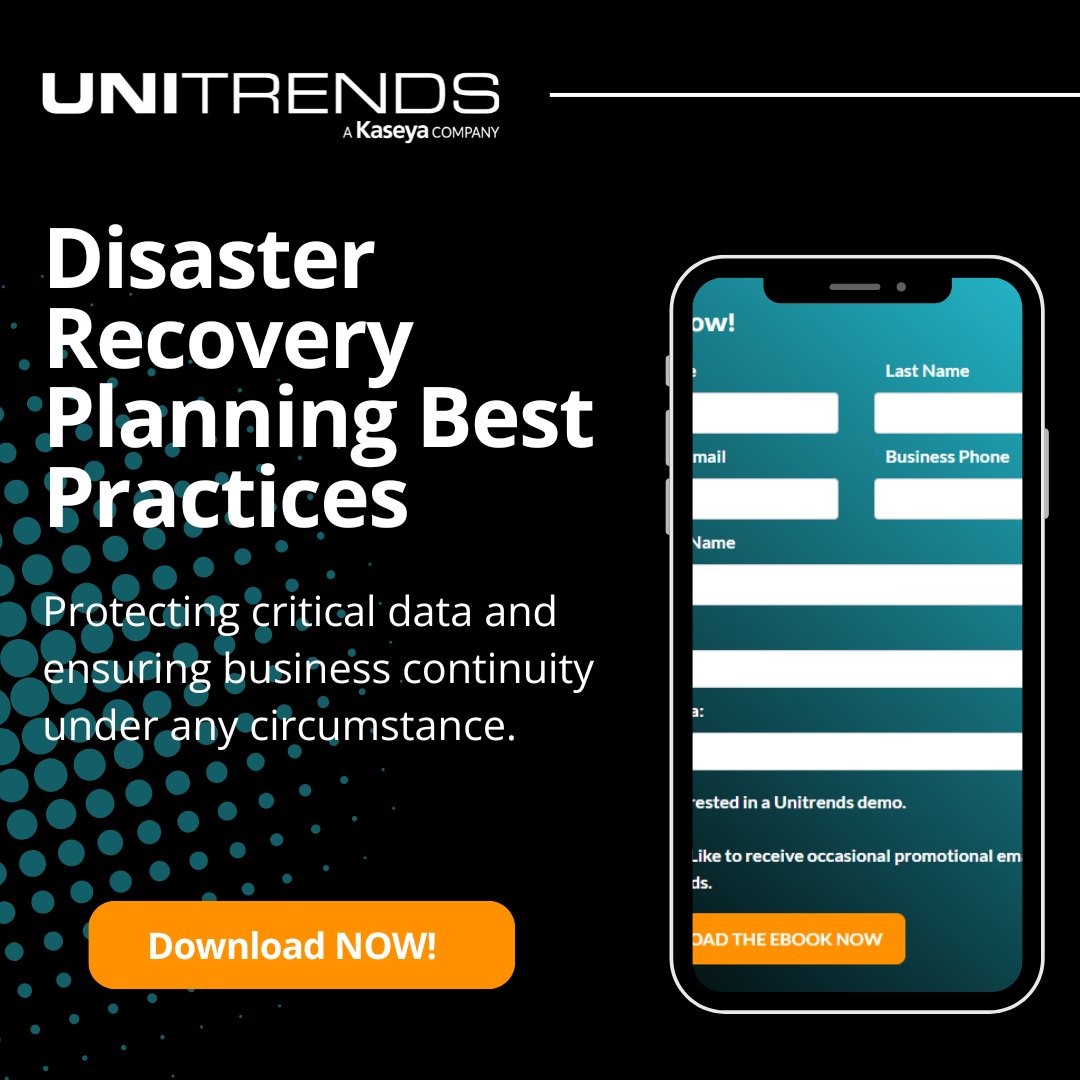 Download our Disaster Recovery Planning Best Practices eBook to:
✔️ Learn how to assess and reduce IT risk
✔️ Master RTOs and RPOs for faster recovery
✔️ Build a plan that keeps your business running

View the guide now!
bit.ly/3XOdKSg

#DisasterRecovery