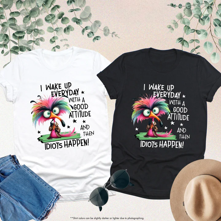 LineStitch13547's tweet photo. "Start your day with good vibes and a splash of sass 🌈✨... until reality kicks in! 😜  
Because let's face it, some mornings just need extra patience 🦩💥  

#lineandstitch #goodvibesonly #funnytees #quirkyfashion #dailyhumor https://t.co/fiTRvUfmW4