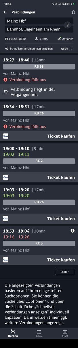 Was ist denn da wieder los auf der Bahnstrecke von #Mainz in Richtung #Koblenz oder #BadKreuznach über #Ingelheim? Beide Züge gegen 18:30 sind plötzlich ausgefallen.
Wieder keine Information... Schade dass die Bahn auch nicht mehr twittert bzw ixt...
<a href="/DB_Bahn/">Deutsche Bahn Personenverkehr</a> <a href="/DB_Presse/">Deutsche Bahn AG</a>