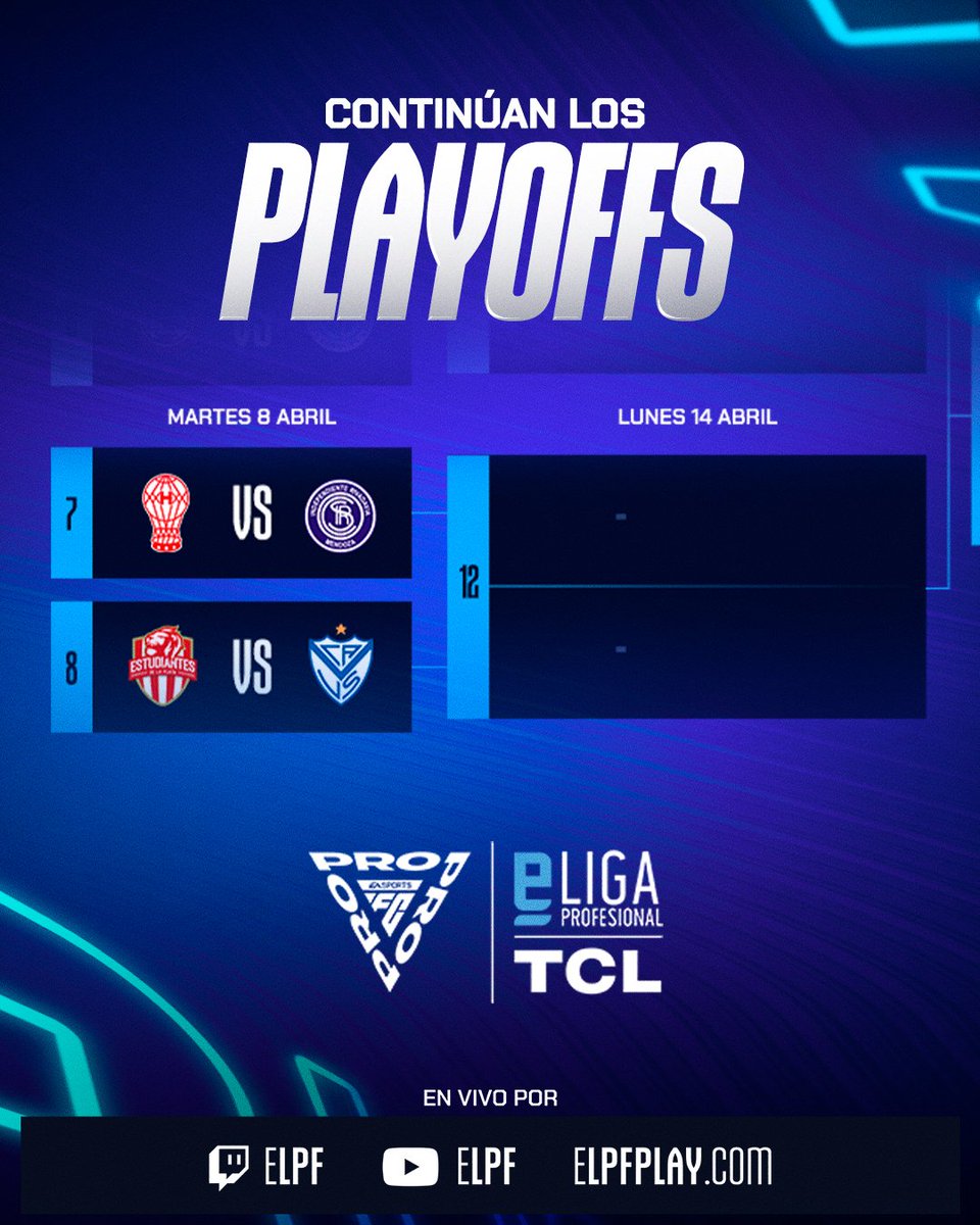 eLPF TCL (@elpf) on Twitter photo ¡HOY SE DEFINEN LOS OCTAVOS! 🔥
No te pierdas las últimas llaves de la fase de Octavos de Final de la #eLPFTCL 🏆
⏰ 20hs: <a href="/ezeotto02/">Ezequiel Ottoboni</a> (<a href="/CAHuracan/">CA Huracán</a>) vs <a href="/juli_vila8/">julivila22</a> (<a href="/CSIRoficial/">Independiente Rivadavia</a>)
⏰ 21hs: <a href="/SebaLuoni87/">Seba Luoni</a> (<a href="/Edelpgaming/">Estudiantes Gaming</a>) vs <a href="/Joelr_21/">Joe</a> (<a href="/Velez/">Vélez Sarsfield</a>) ¡HOY SE DEFINEN LOS OCTAVOS! 🔥
No te pierdas las últimas llaves de la fase de Octavos de Final de la #eLPFTCL 🏆
⏰ 20hs: <a href="/ezeotto02/">Ezequiel Ottoboni</a> (<a href="/CAHuracan/">CA Huracán</a>) vs <a href="/juli_vila8/">julivila22</a> (<a href="/CSIRoficial/">Independiente Rivadavia</a>)
⏰ 21hs: <a href="/SebaLuoni87/">Seba Luoni</a> (<a href="/Edelpgaming/">Estudiantes Gaming</a>) vs <a href="/Joelr_21/">Joe</a> (<a href="/Velez/">Vélez Sarsfield</a>)