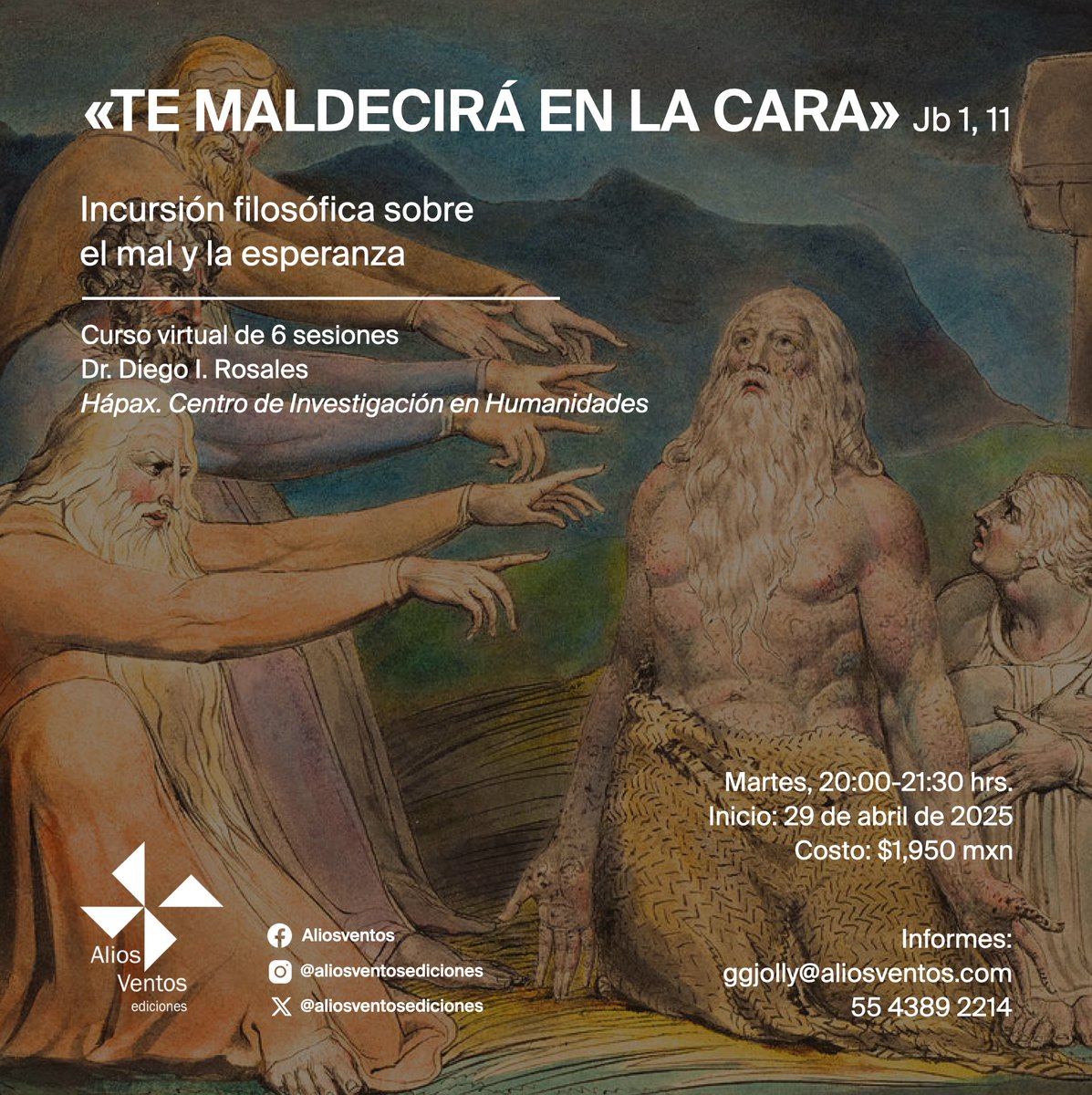 hapaxinstitute's tweet photo. A partir del próximo martes 29 de abril, el Dr. Diego I. Rosales, investigador titular de Hápax, impartirá de la mano de Aliosventos Ediciones un curso sobre el problema del mal y la esperanza. https://t.co/fFCK9TsQex