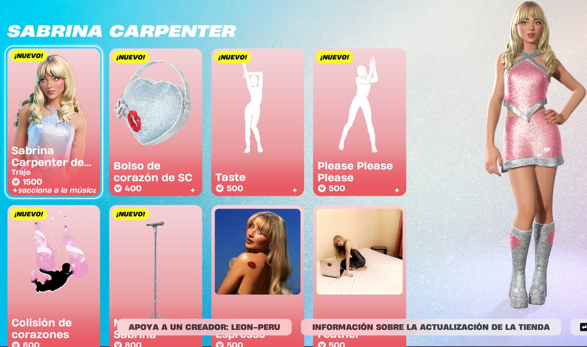 LeonPeruStore's tweet image. Llego cosméticos de Sabrina Carpenter - Tienda 8 abril 2025 -  Y como si fuera poco pase musical  esta skin Sabrina  :)