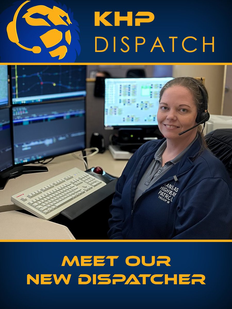 kshighwaypatrol's tweet photo. Welcome to the team Lisa!

“Hello!  My name is Lisa and I have been a dispatcher for 5 years.  I transferred to KHP dispatch 2 months ago.  As a dispatcher, I have the unique privilege of being a critical link in the chain of emergency response.  While the job can be stressful, the feeling of making a difference and the gratitude from those I help, far outweigh the challenges.  Before I became a dispatcher, I worked in both emergency medical services and as a volunteer firefighter.  I have also worked as a photographer.  In my free time I like to read and relax, but most of my free time is spent with family and friends.”

⭐️The heroes behind the scenes⭐

#NPSTW    
#ThinGoldLine     
#ServiceCourtesyProtection