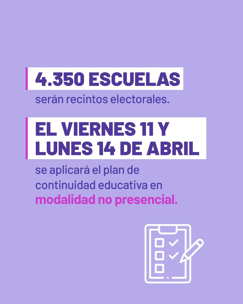 Educacion_Ec's tweet photo. 🤝🗳️ Para las Elecciones Generales 2025, Segunda Vuelta, el 13 de abril, 4.350 infraestructuras educativas a nivel nacional serán recintos electorales.

La seguridad del proceso es prioritaria. La ubicación de los recintos se maneja con discreción y los electores pueden consultar su lugar de votación en la página del @cnegobec.

#ElNuevoEcuadorResuelve