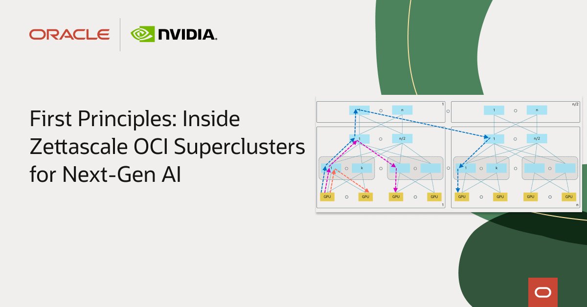 akshai's tweet photo. Watch OCI's top architects reveal how cluster networks power scalable GenAI. From a few GPUs to zettascale OCI superclusters with 131k NVIDIA Blackwell GPUs, cluster networks deliver high speeds, low latency, and a resilient network for your AI journey. https://t.co/0NdWGptOio https://t.co/oYT4uJTKAN