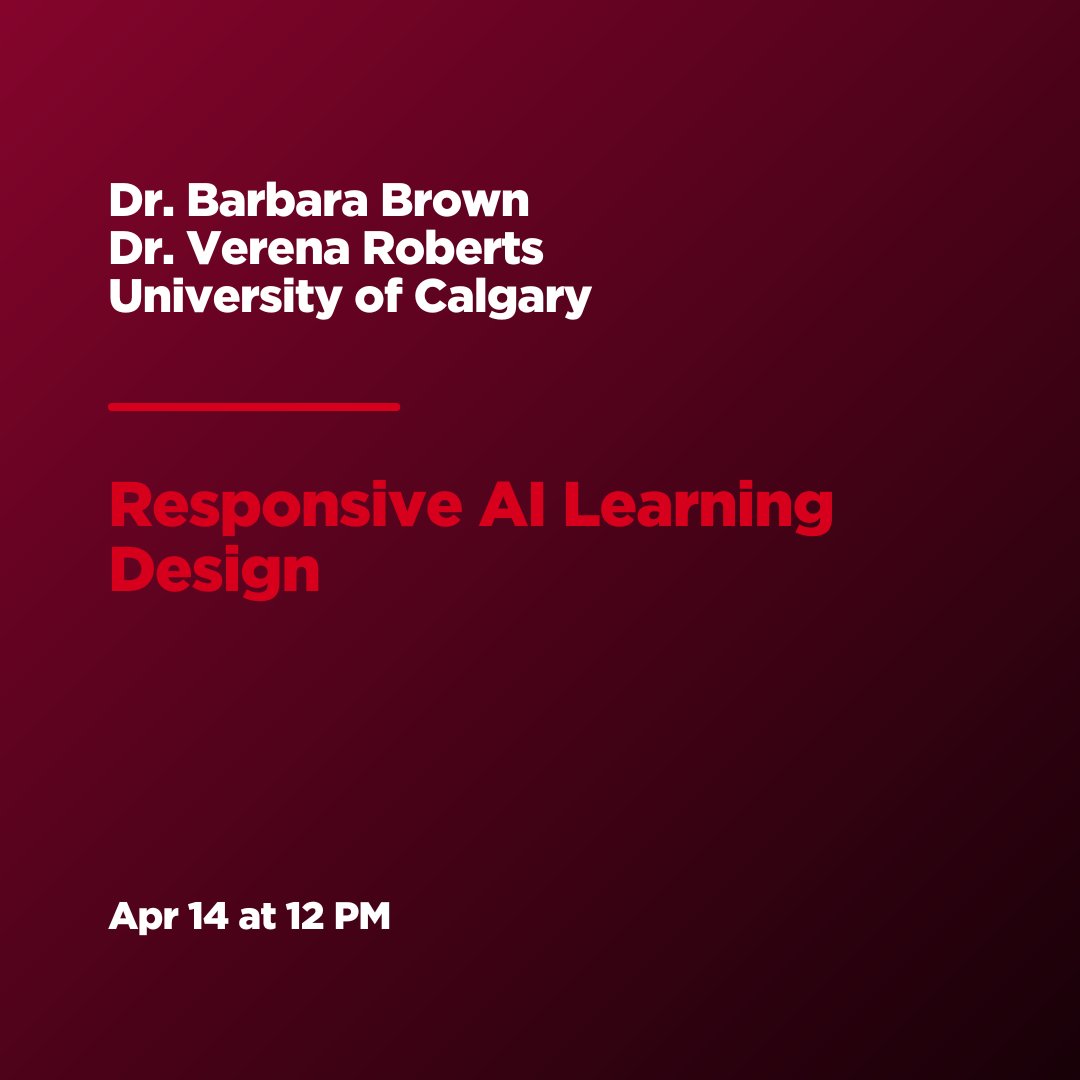UCalgaryLibrary's tweet image. In academia? Wondering how to navigate the GenAI landscape?
Don't miss the HYBRID workshops in this global series
Apr 14 | Dr. Barbara Brown and Dr. Verena Roberts
Search UCalgary CAIELI for details
CAIELI (Centre for Artificial Intelligence Ethics, Literacy and Integrity)