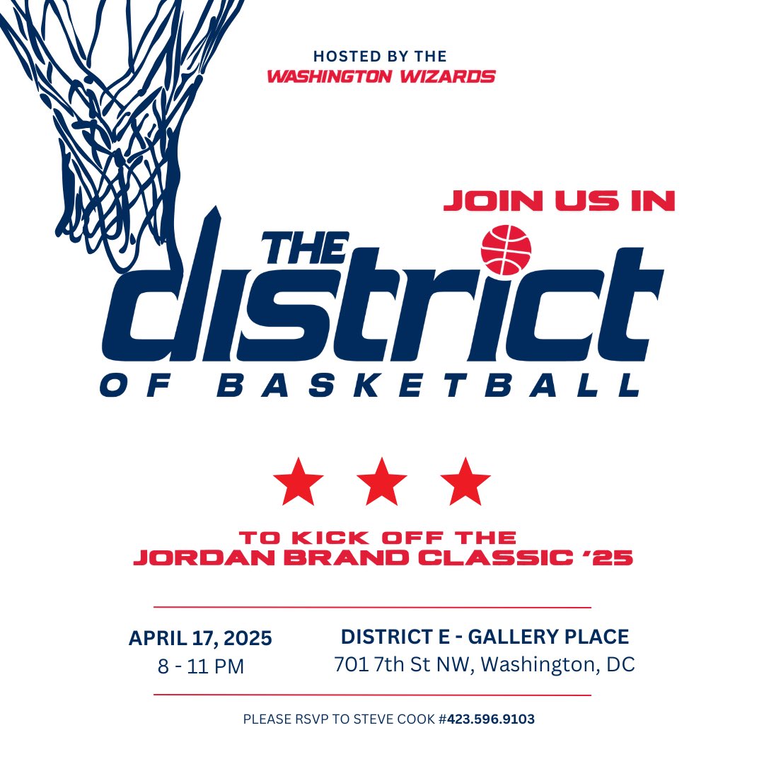 firstnamecook's tweet image. Washington Wizards JBC Mixer
April 17th, 8-11pm 

It will be a great time to connect with coaches and other people in the grassroots basketball space. 

Dress casual and have a great time with drinks, finger foods, and conversations with the Washington Wizards and friends.