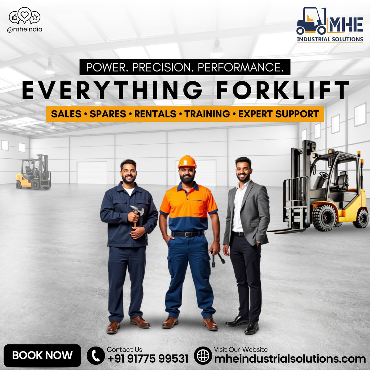 mhe_india's tweet photo. From spares to certified training, rentals to expert service — get everything forklift under one roof! 
🔧🚜
Trust MHE Industrial Solutions for performance that moves you forward.
#ForkliftSolutions #MHEIndia #MaterialHandling #WarehouseSupport #ForkliftExperts https://t.co/Ja6twO2D6X